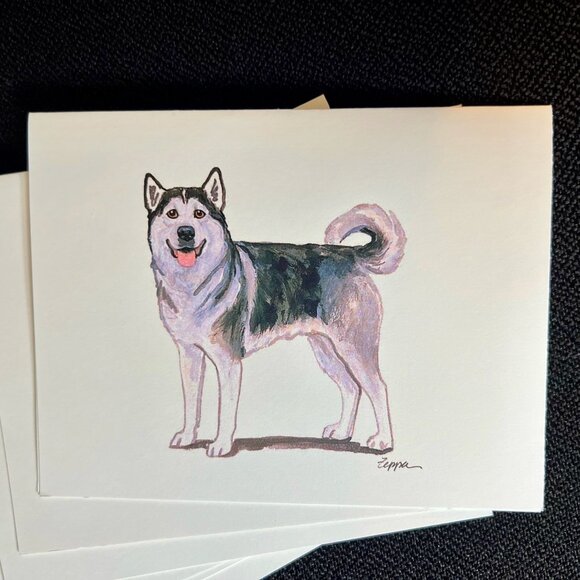 Set of 6 Malamute Dog Note Cards - Blank Inside - Picture 1 of 3